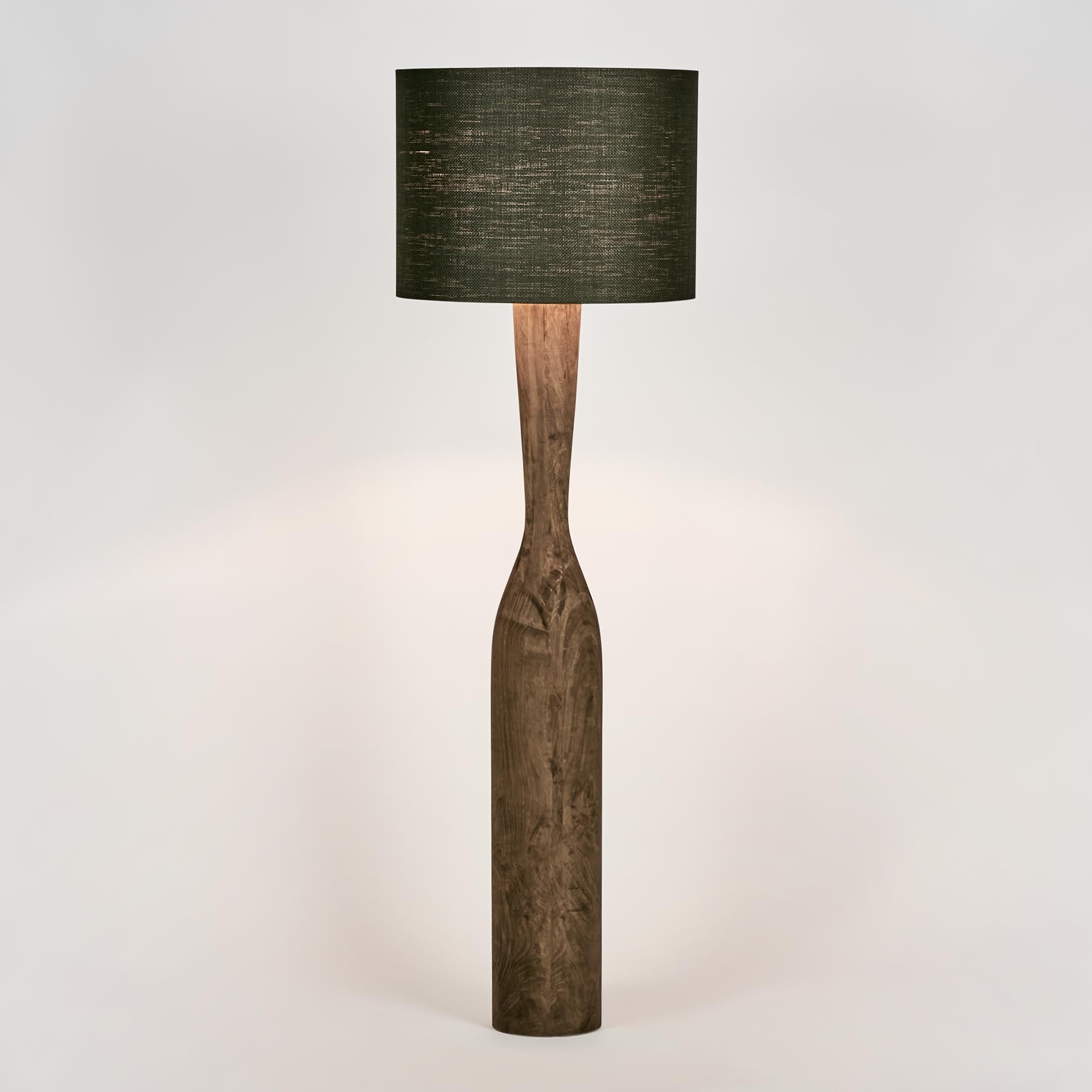 Callum Floor Lamp - Timber / Black Shade