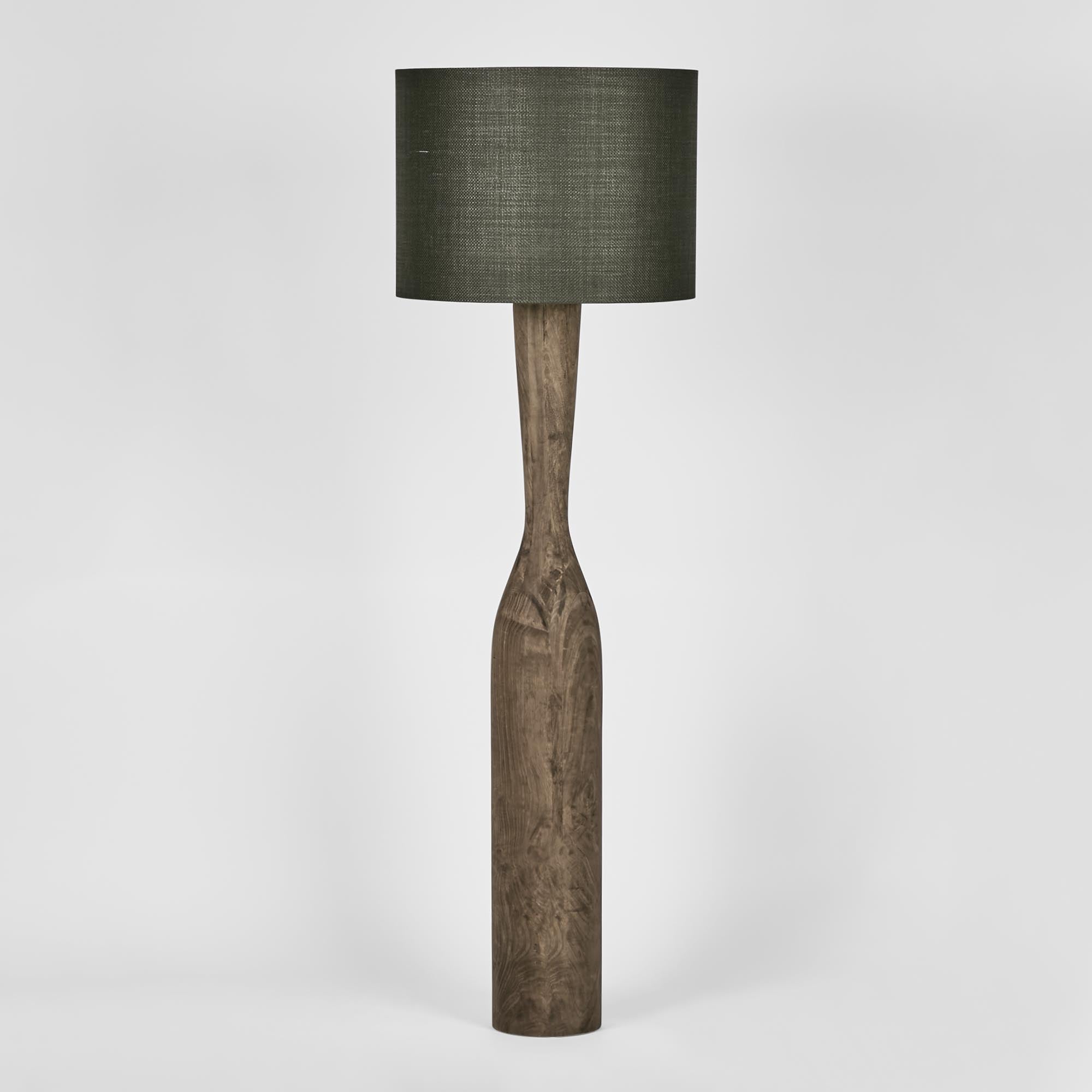 Callum Floor Lamp - Timber / Black Shade