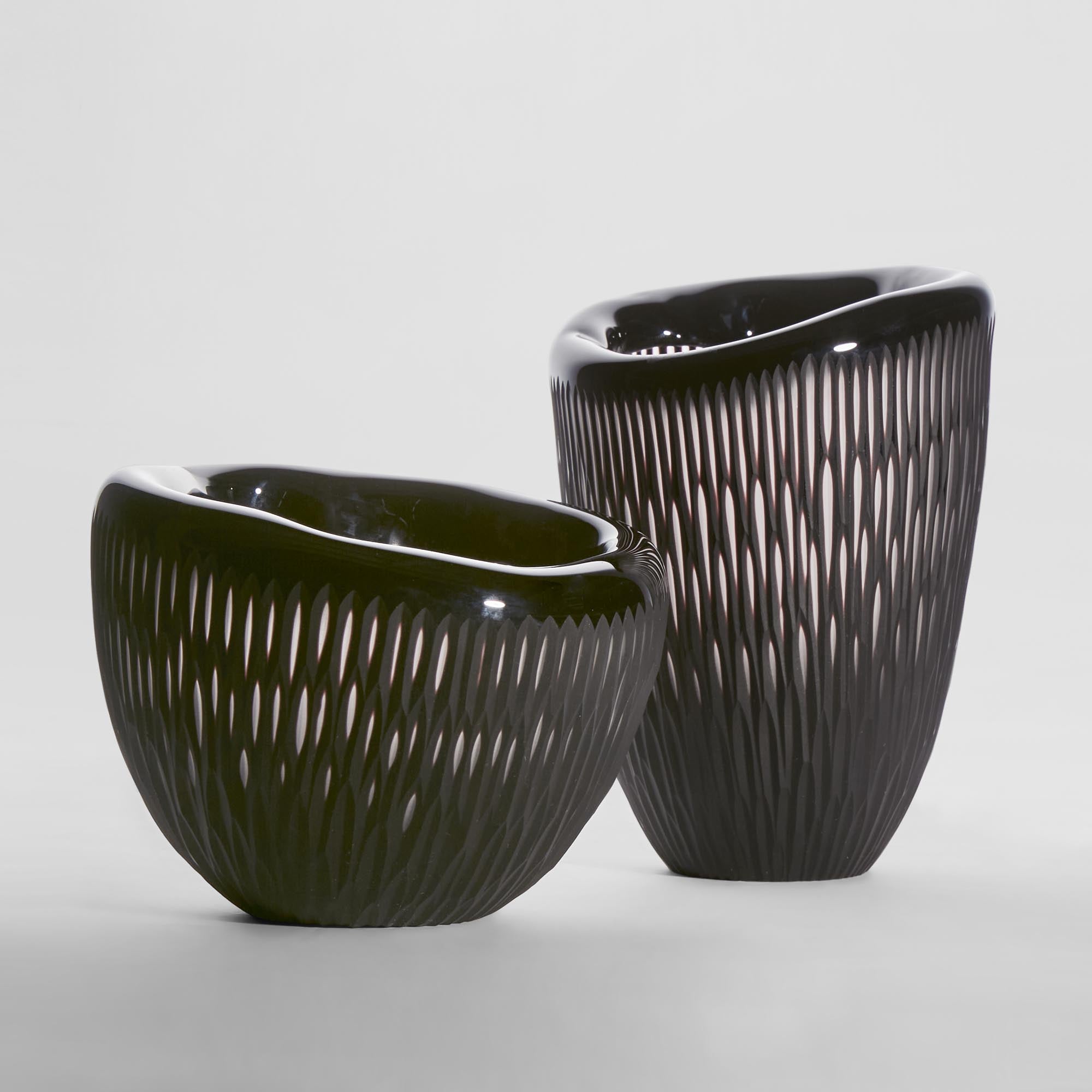 Fossil Low Glass Vase - Black