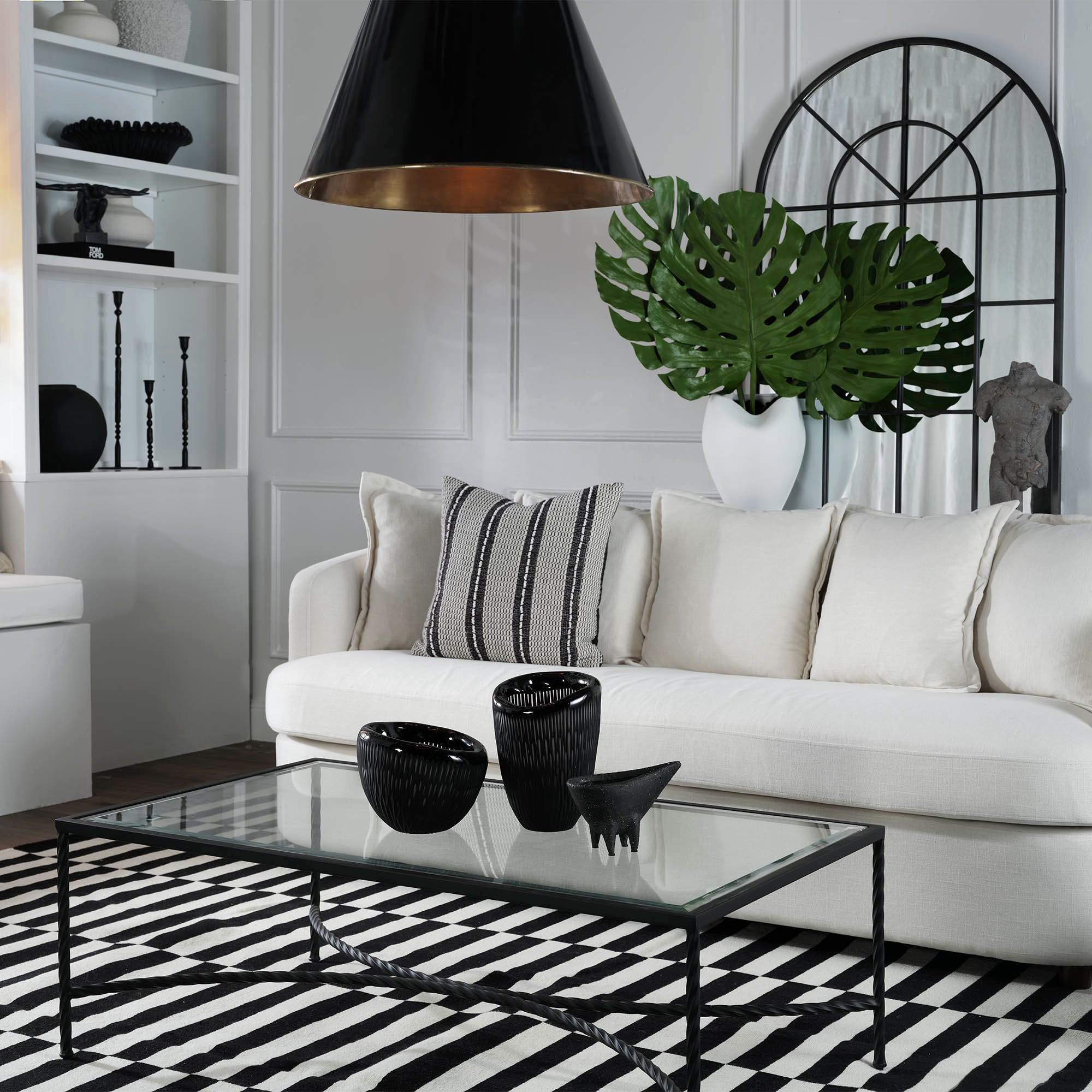 Fossil Low Glass Vase - Black