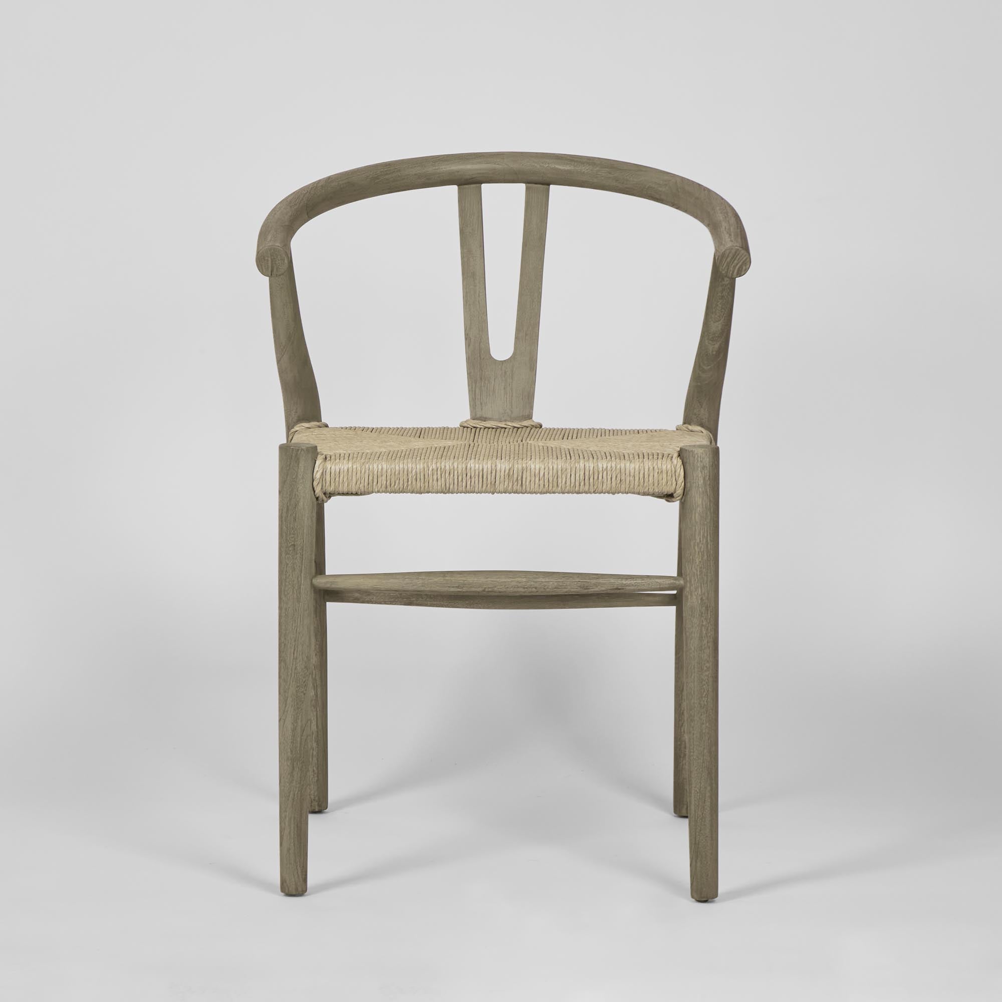 Arc Wishbone Dining Chair - Grey / Natural