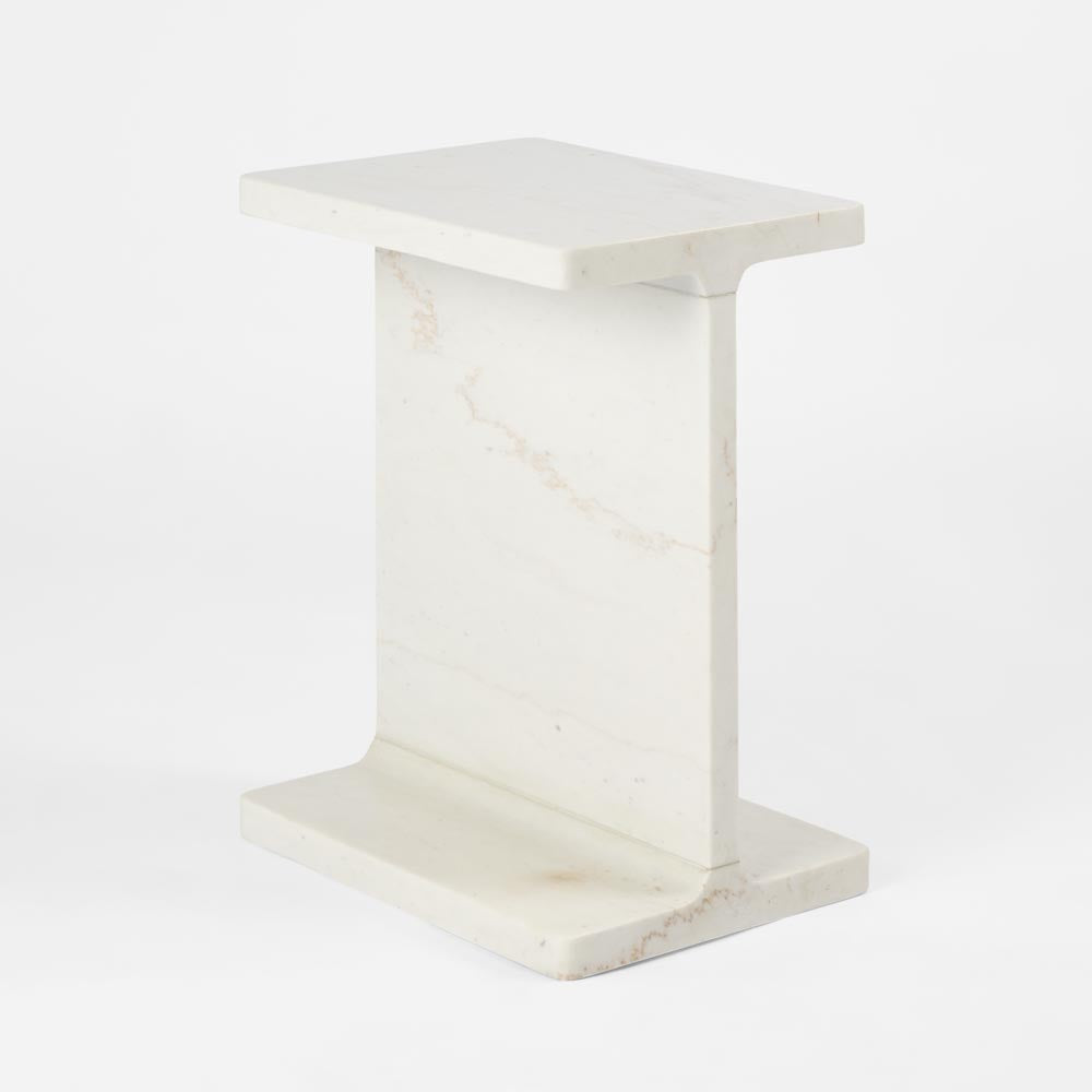 Iza I-Beam Side Table - White