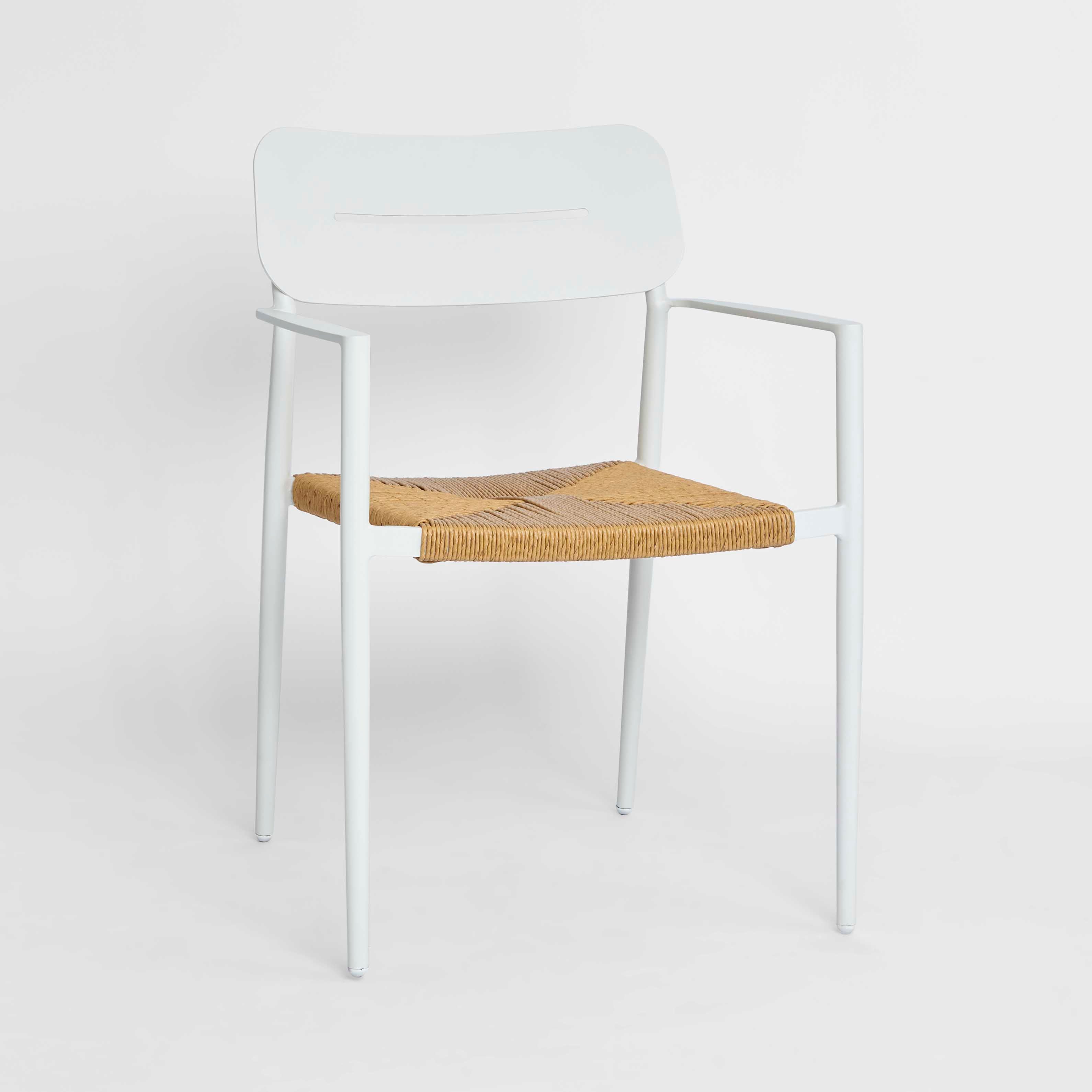 Casper Dining Chair - White & Natural Weave 