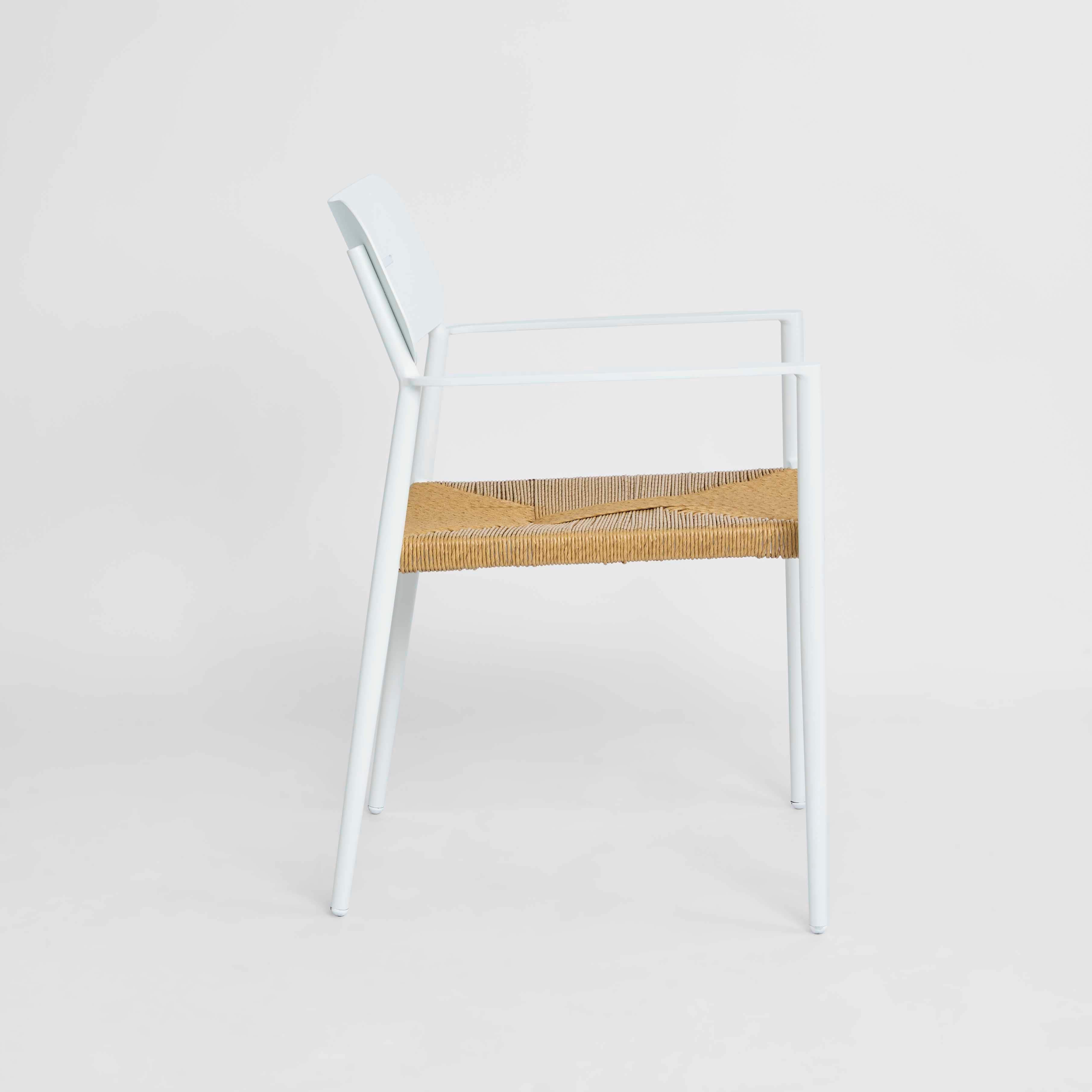 Casper Dining Chair - White & Natural Weave 