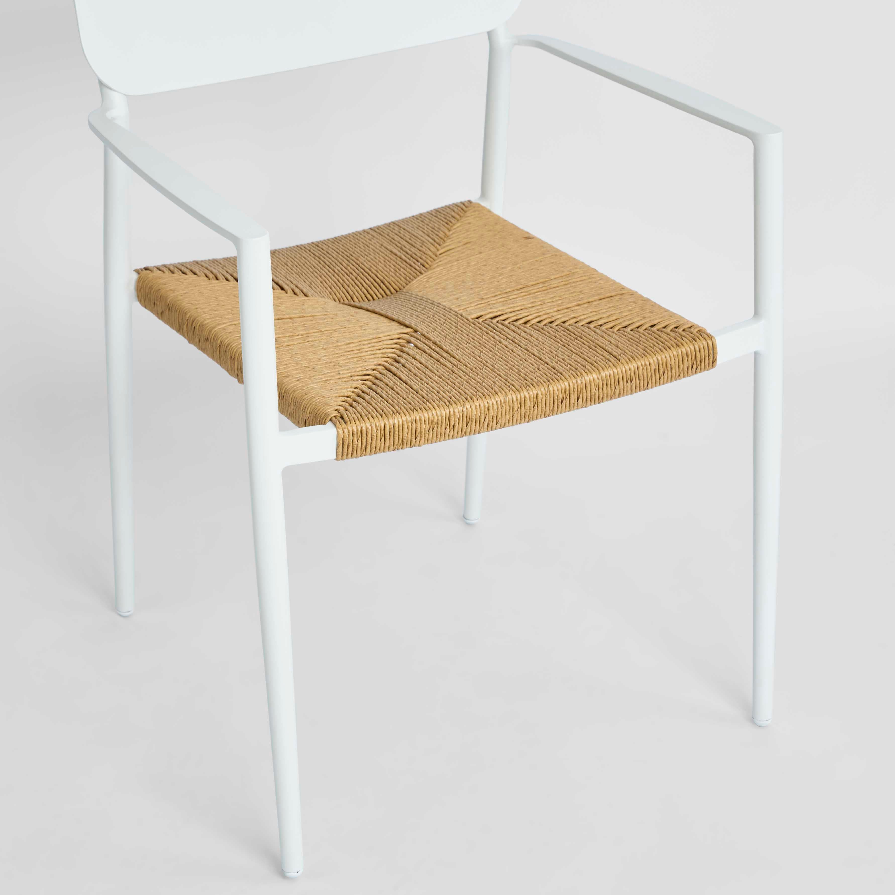 Casper Dining Chair - White & Natural Weave 