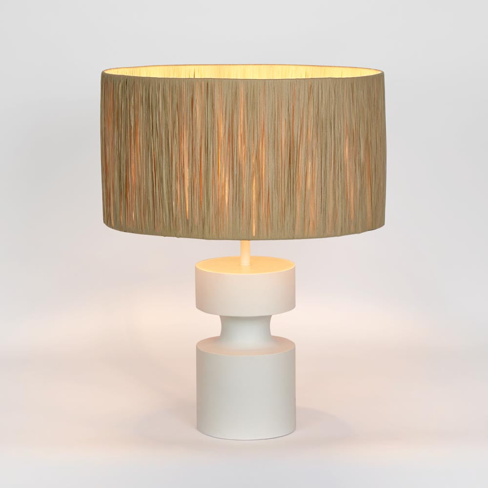 Marni Lamp Small - White with Raffia Shade