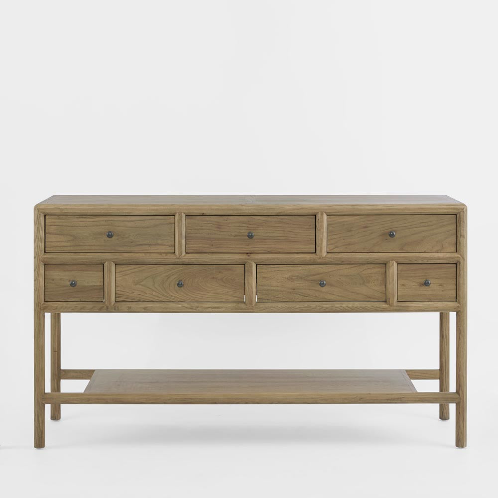Cambridge Elm 7 Drawer Console -  Natural