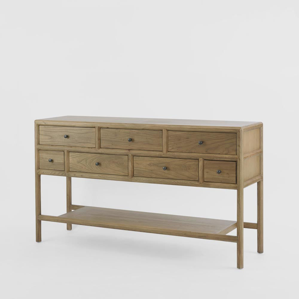 Cambridge Elm 7 Drawer Console -  Natural
