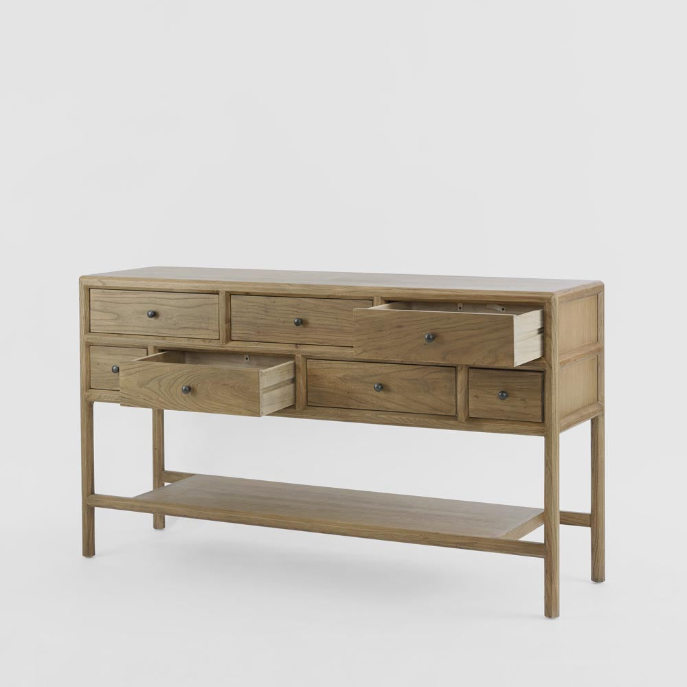 Cambridge Elm 7 Drawer Console -  Natural