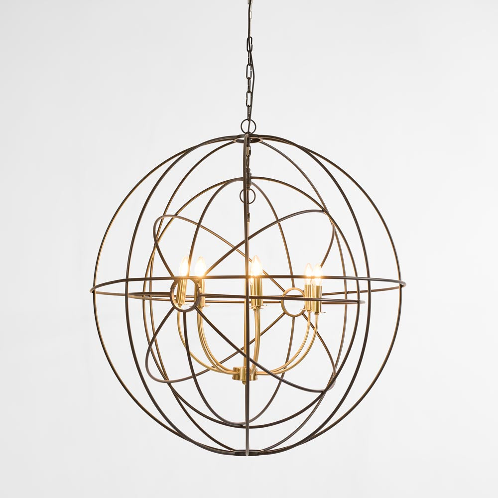 Orb Pendant Large - Black & Brass Iron