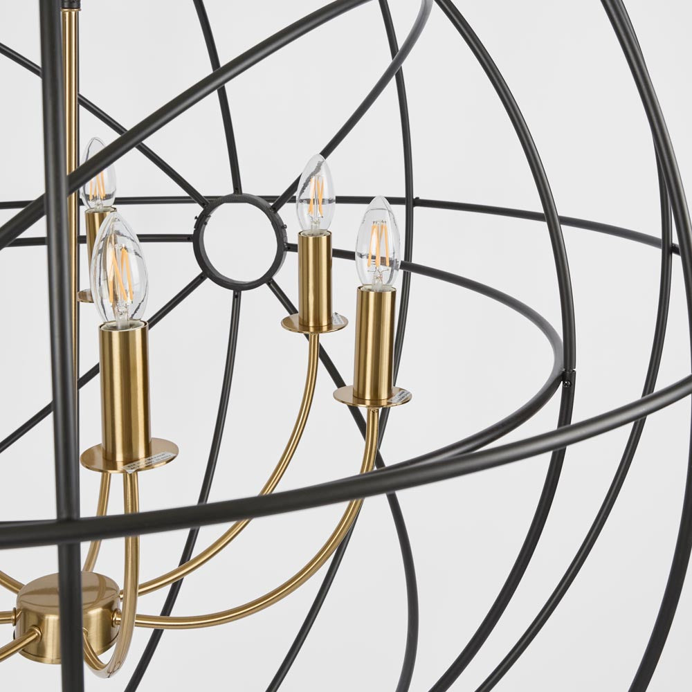 Orb Pendant Large - Black & Brass Iron