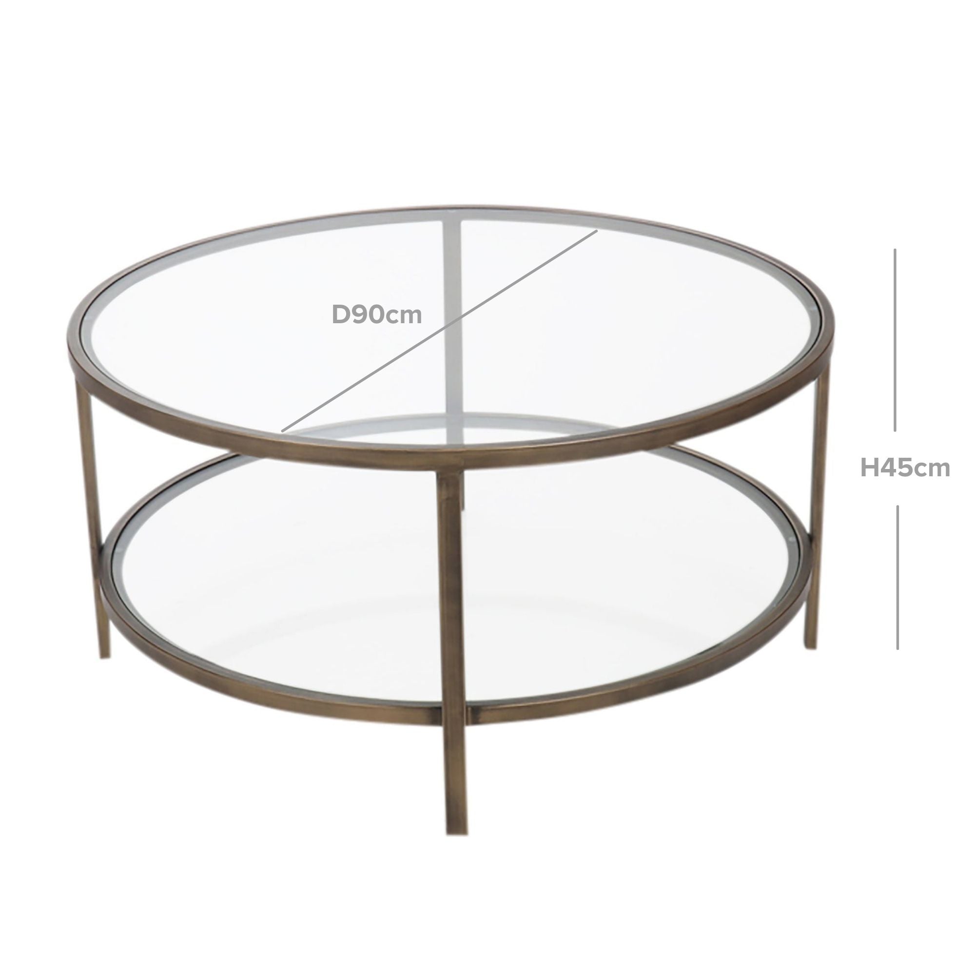 Palladium Glass Coffee Table - Brass