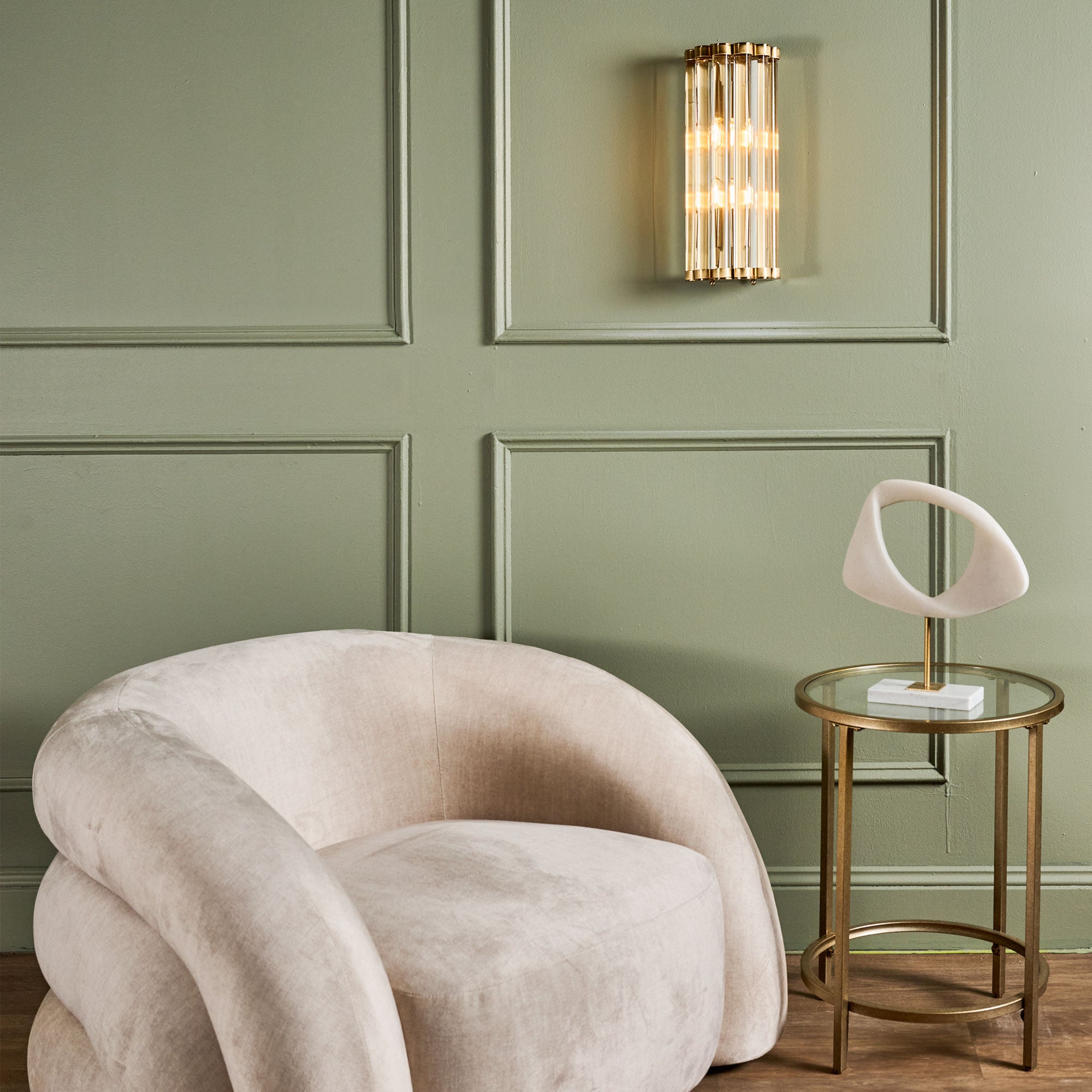 Palladium Glass Side Table - Brass