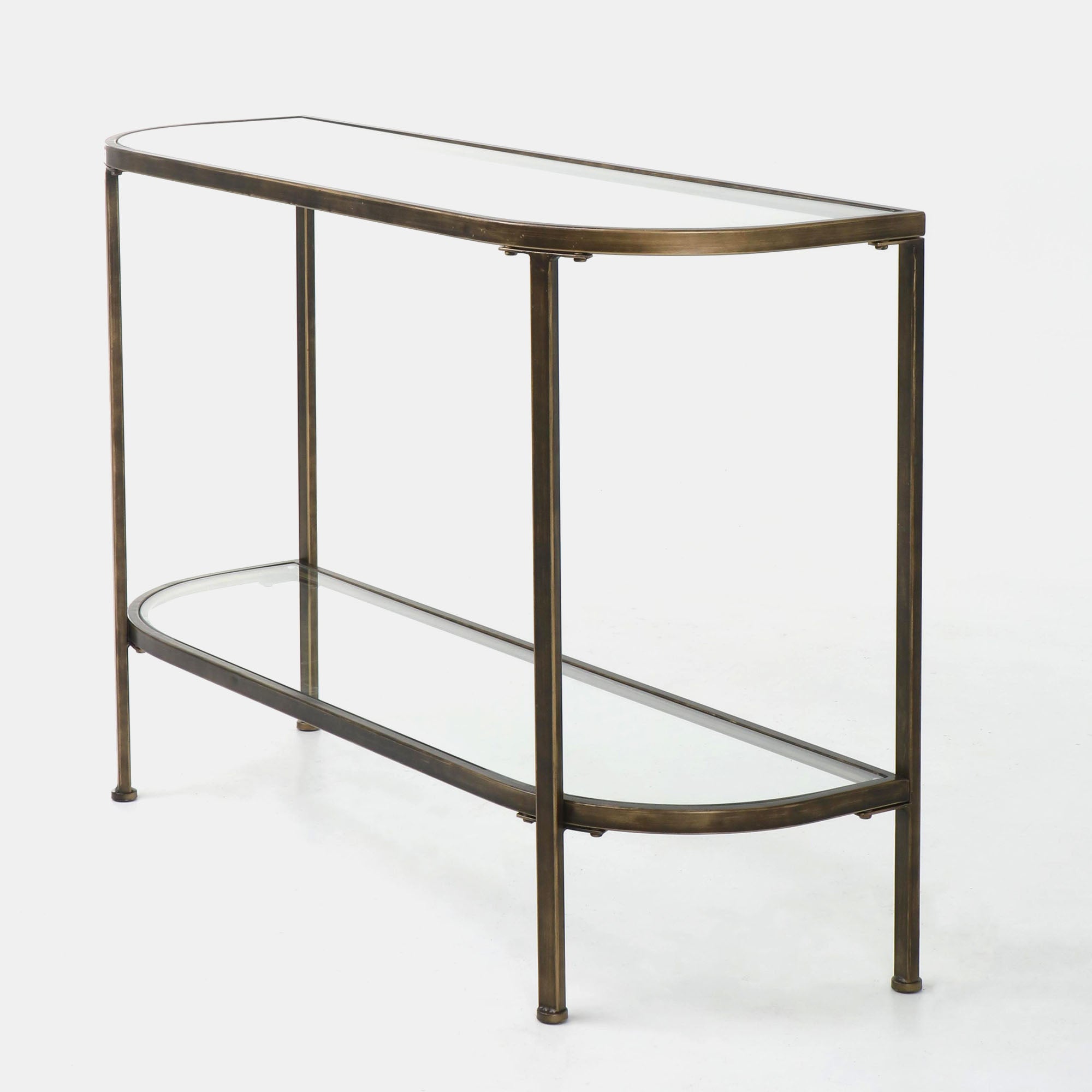 Palladium Glass Console Table - Brass