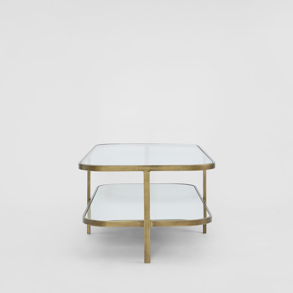 Lewis Glass & Mirror Coffee Table - Brass