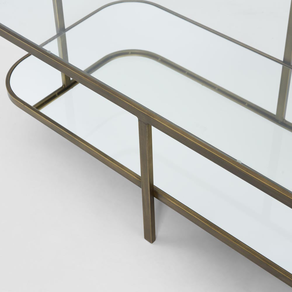 Lewis Glass & Mirror Coffee Table - Brass