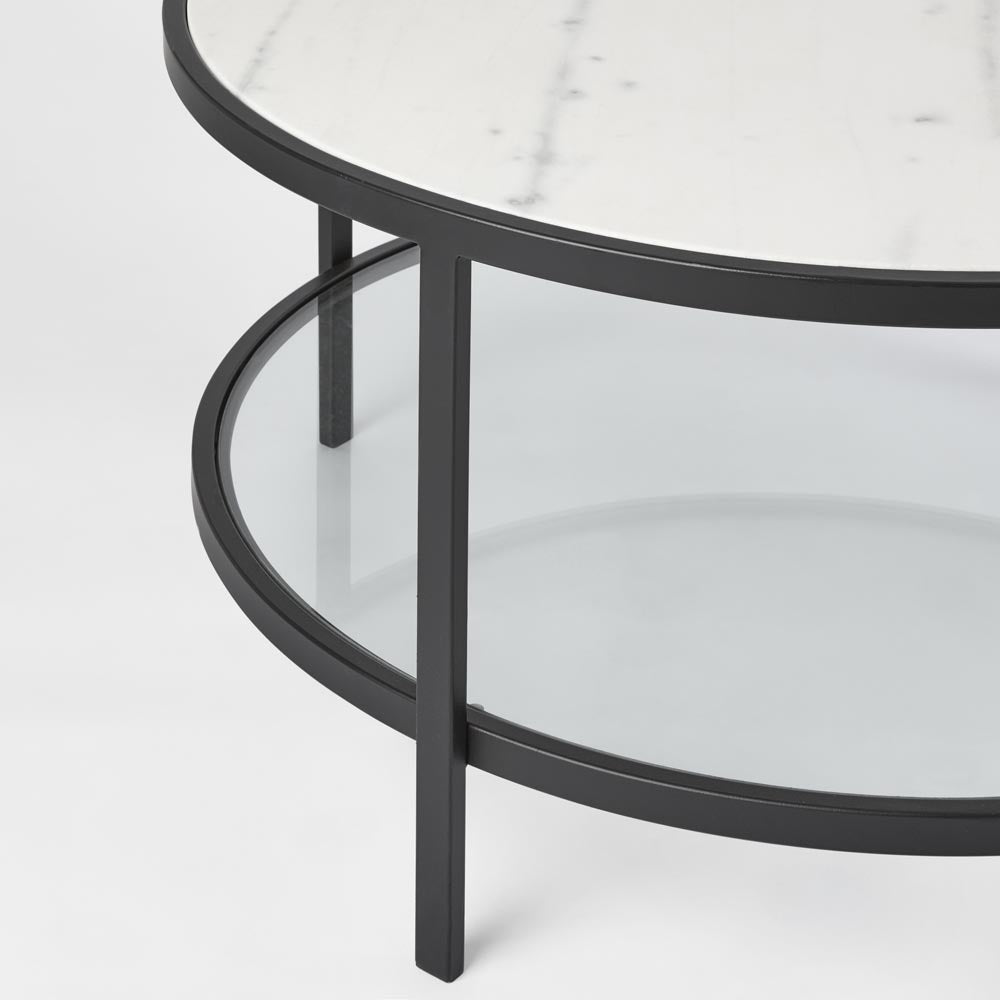 Palladium Marble & Glass Coffee Table - Black