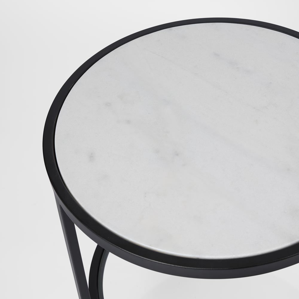 Palladium Marble & Glass Side Table - Black