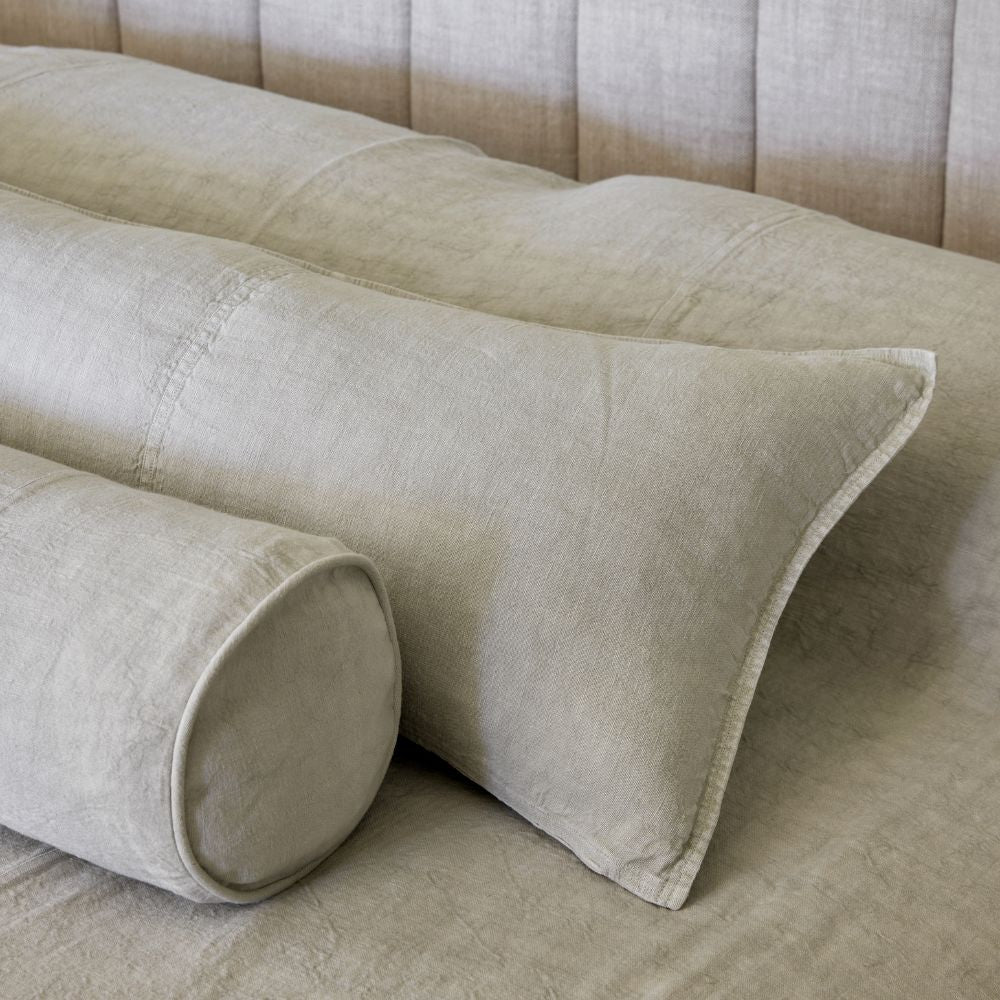 Luca Linen Long Lumbar Cushion - Putty