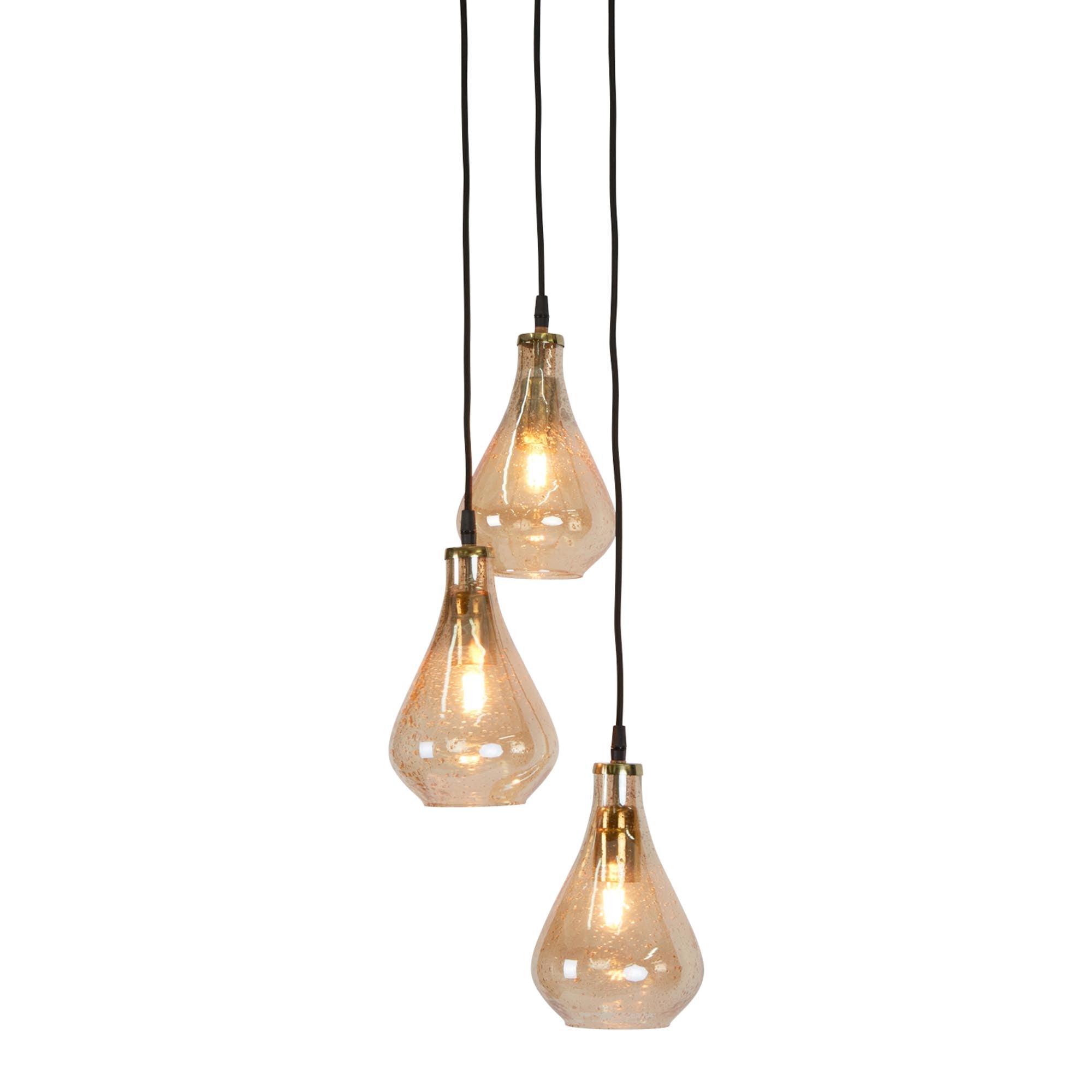 Lustre Teardrop Cluster Ceiling Pendant - Pale Gold
