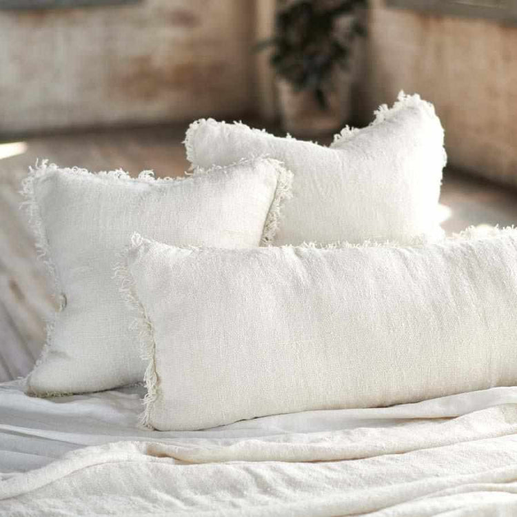 Bedouin Linen Long Lumbar Cushion - Ivory