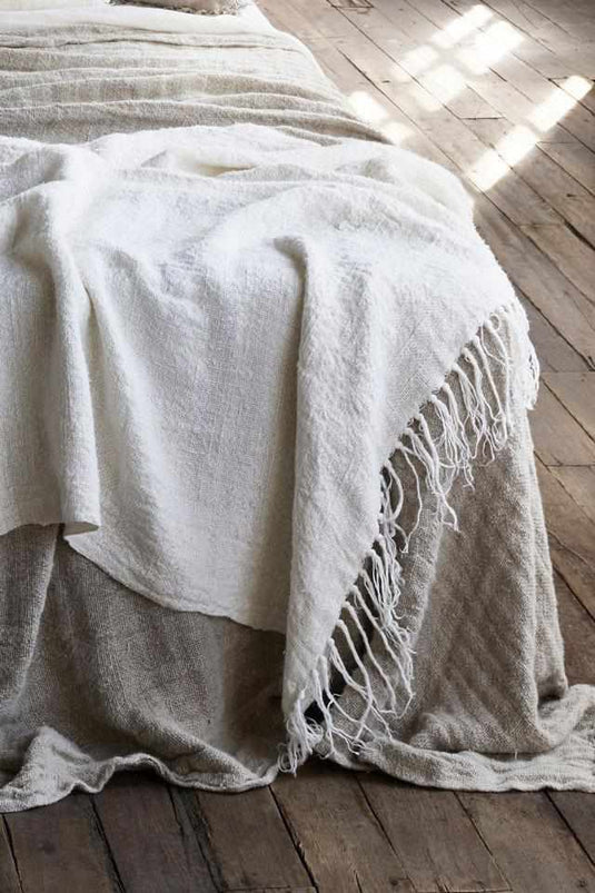 Bedouin Oversized Linen Throw - Ivory