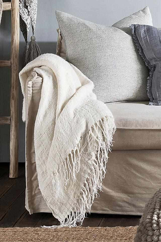Bedouin Oversized Linen Throw - Ivory