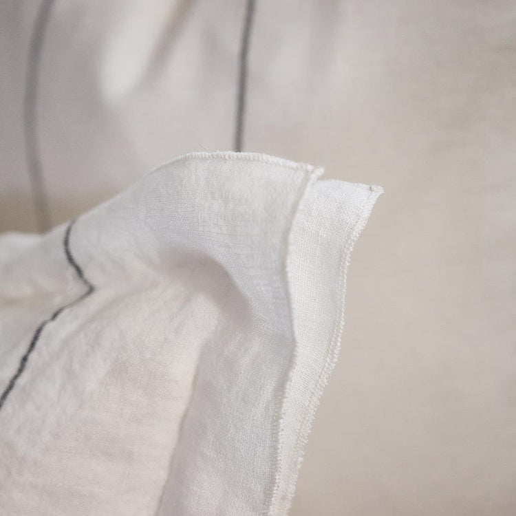 Carter Linen Cushion - Off White with Charcoal Stripe