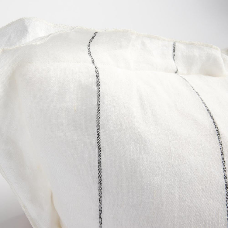 Carter Linen Cushion - Off White with Charcoal Stripe