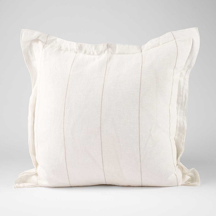 Carter Linen Cushion - Off White with Natural Stripe