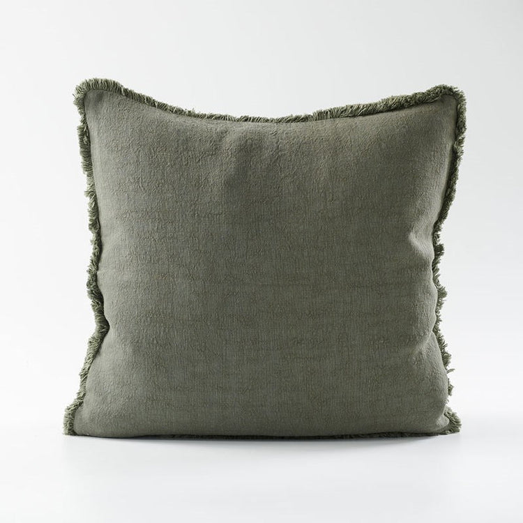 Luca Boho Linen Cushion - Khaki