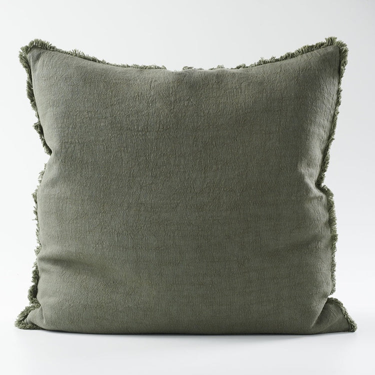 Luca Boho Linen Cushion - Khaki