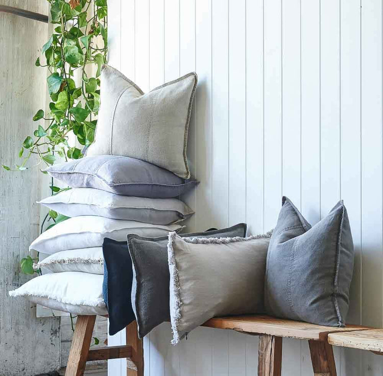 Luca Boho Linen Cushion - Natural