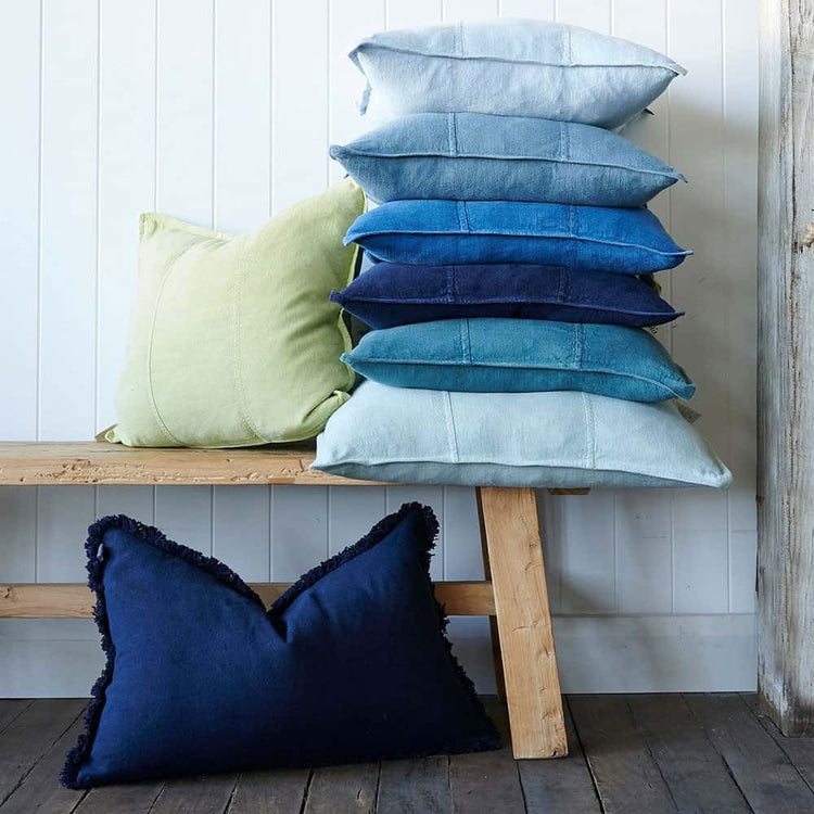 Luca Boho Linen Cushion - Navy