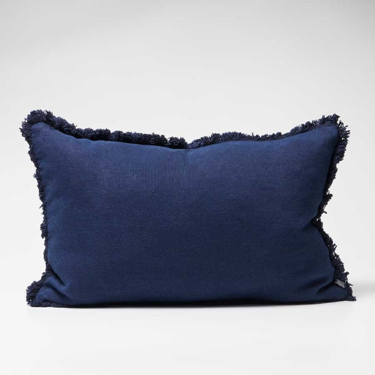 Luca Boho Linen Cushion - Navy