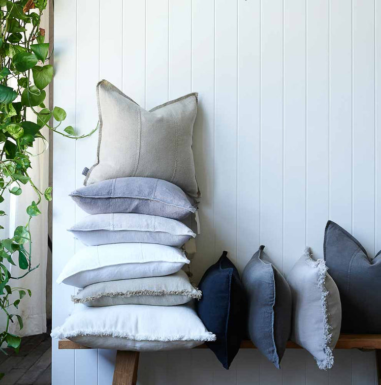 Luca Boho Linen Cushion - Off White