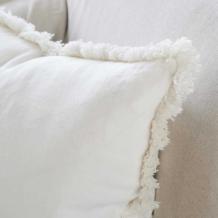 Luca Boho Linen Cushion - Off White