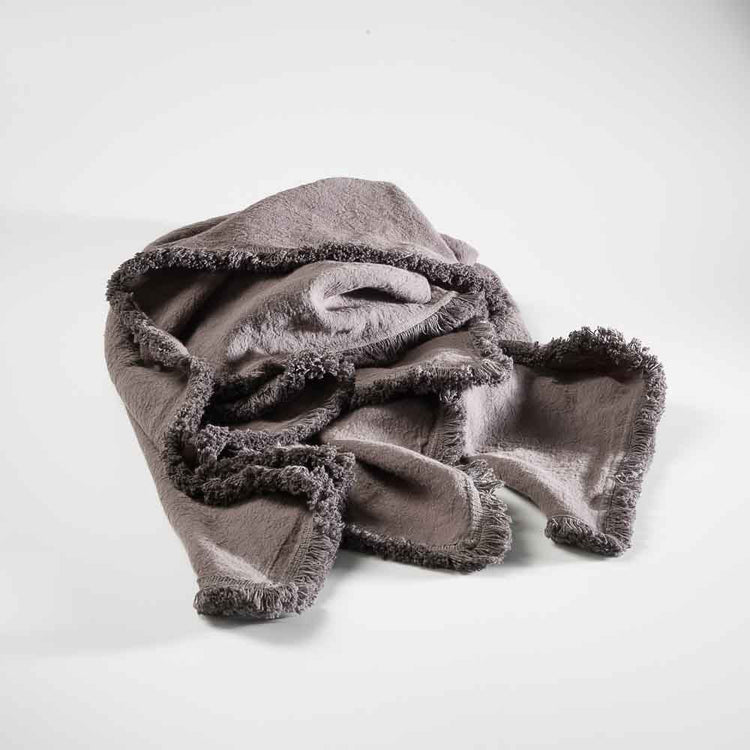 Luca Boho Linen Throw - Slate