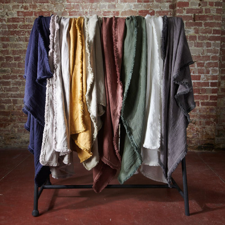 Luca Boho Linen Throw - Slate