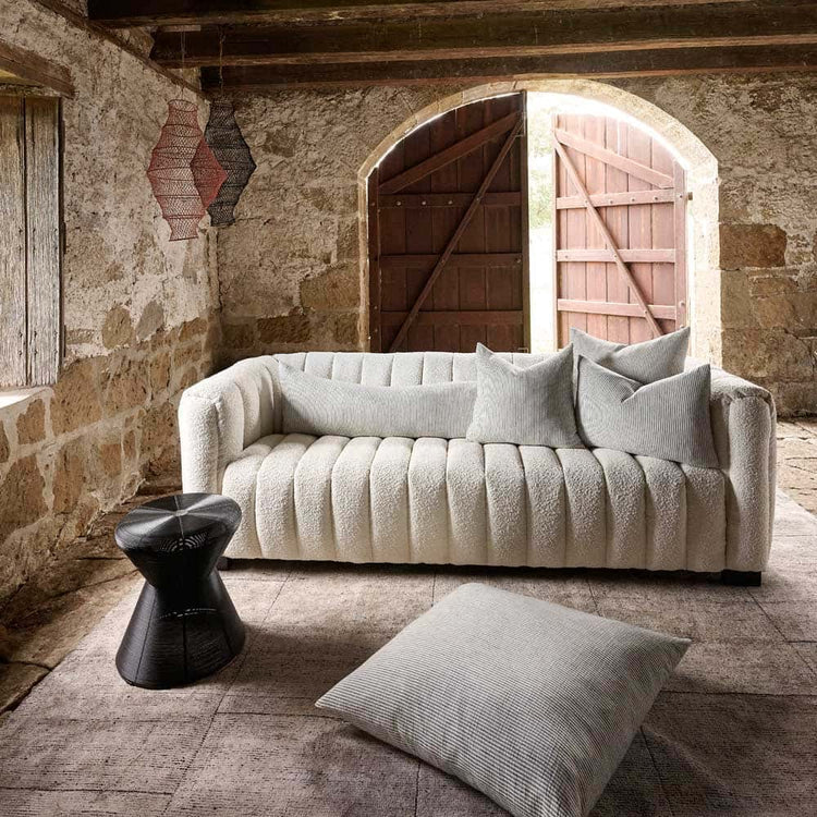 Marina Cushion - Off White with Ink Stripe