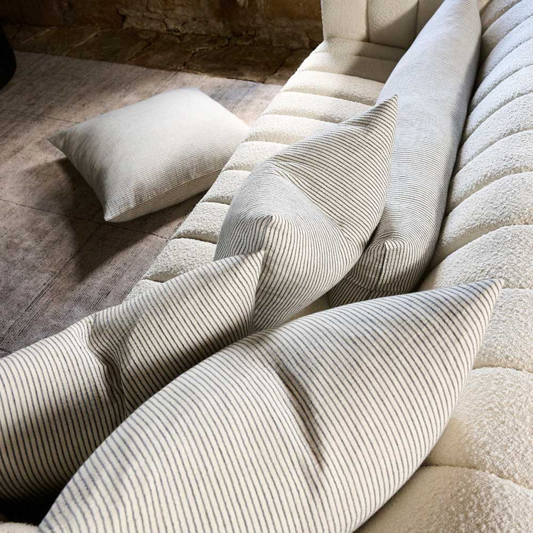 Marina Cushion - Off White with Ink Stripe