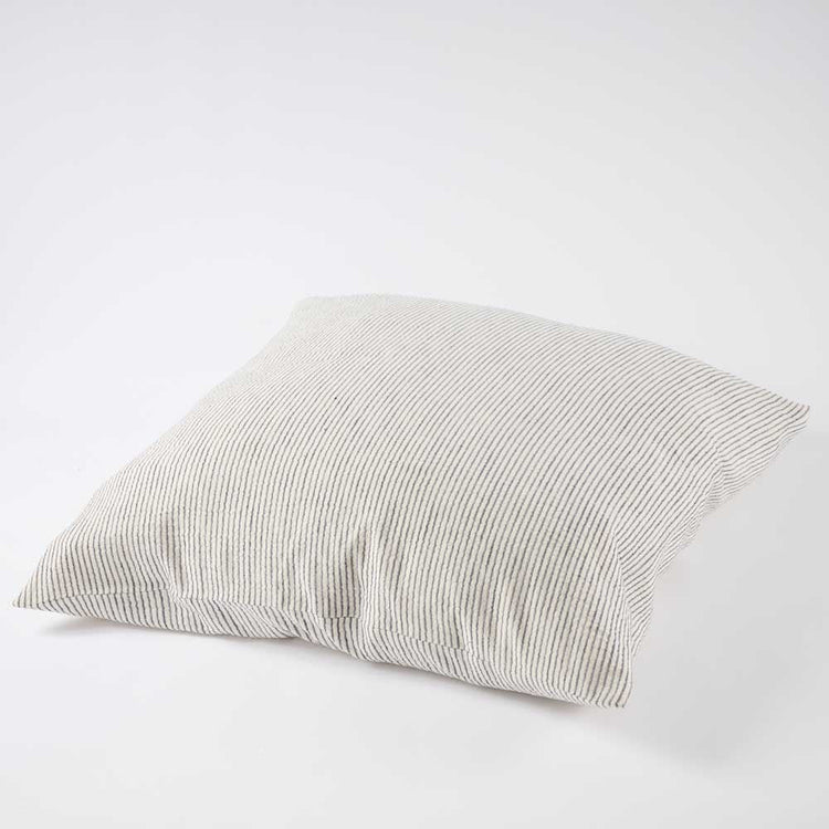 Marina Floor Cushion - Off White with Ink Stripe