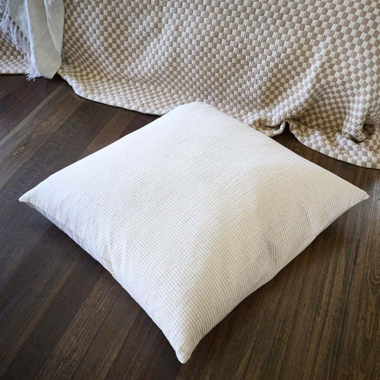 Marina Floor Cushion - Off White with Natural Stripe