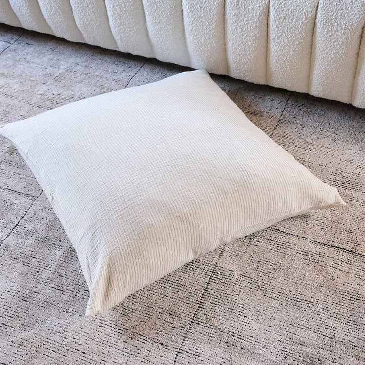 Marina Floor Cushion - Off White with Natural Stripe