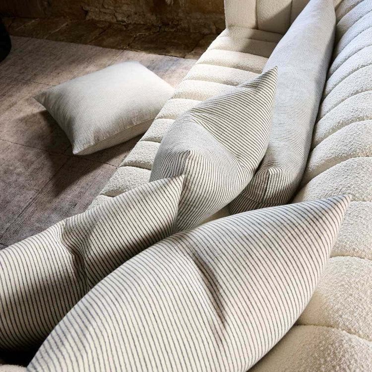 Marina Long Lumbar Cushion - Off White with Ink Stripe