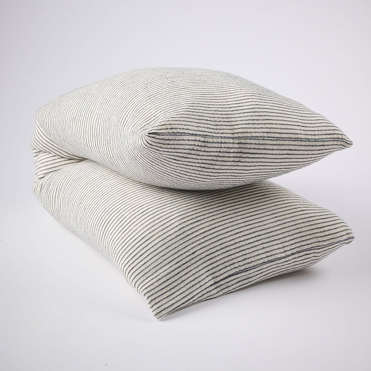 Marina Long Lumbar Cushion - Off White with Ink Stripe