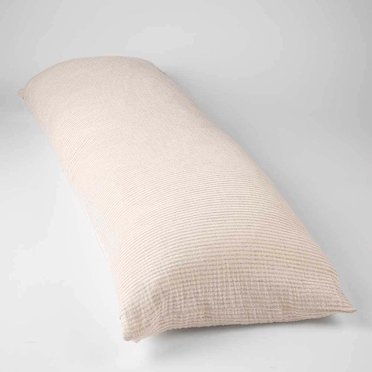 Marina Long Lumbar Cushion - Off White with Natural Stripe