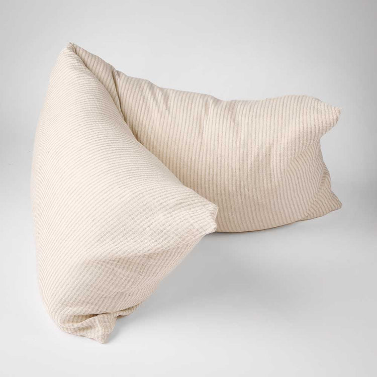 Marina Long Lumbar Cushion - Off White with Natural Stripe