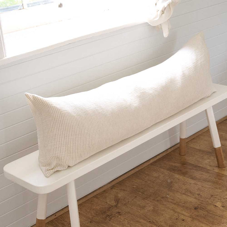 Marina Cushion - Off White with Natural Stripe