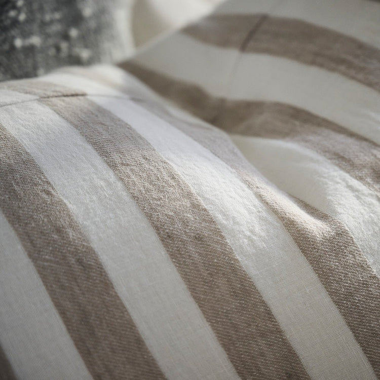 Santi Linen Cushion - Off White/Silver Stripe